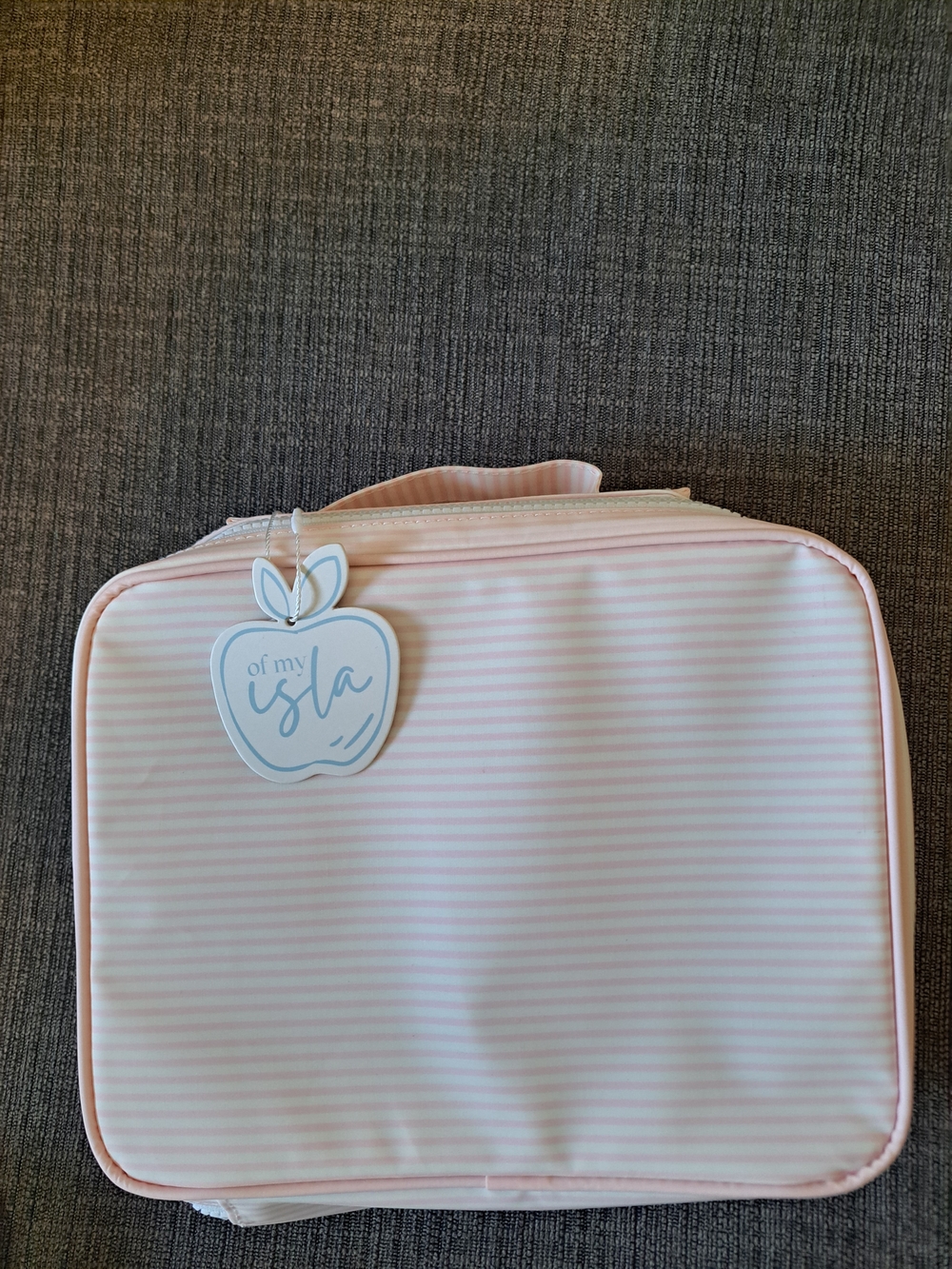 Of My Isla Pink Striped Kids Lunch Bag with Top Handle